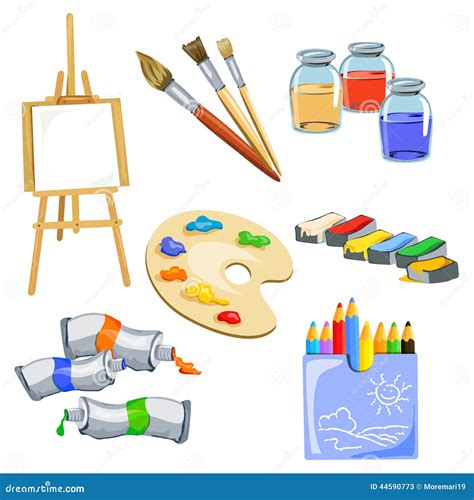Set Of Subjects For The Artist Stock Vector Illustration Of School