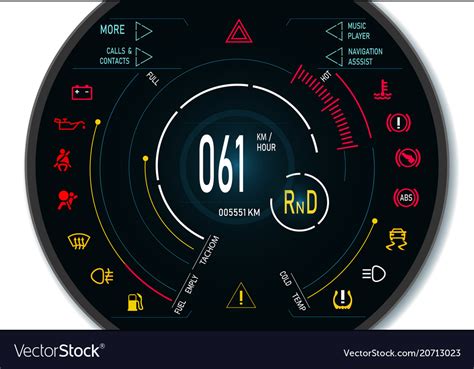 Digital Automotive Dashboard Of A Modern Car Vector Image