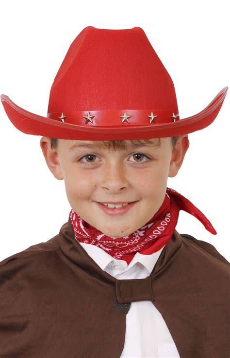 Childs Red Studded Cowboy Hat I Love Fancy Dress