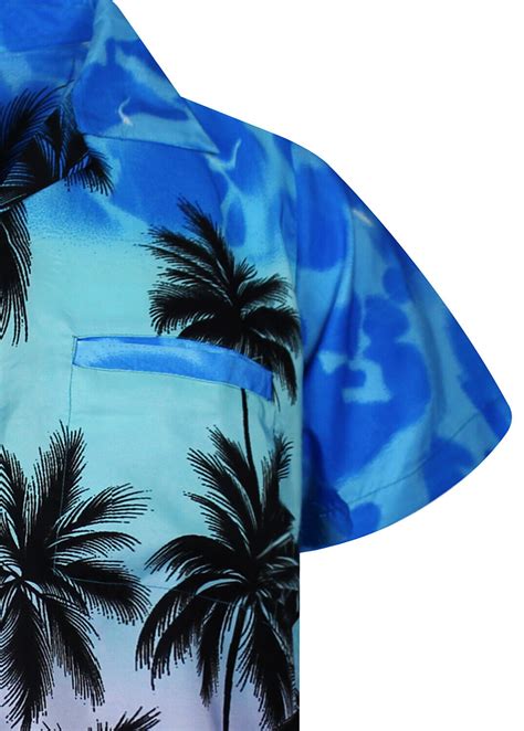 Funky Hawaiihemd Herren Kurzarm Front Tasche Hawaiian Shirt Beach Monoblau Hawai Ebay