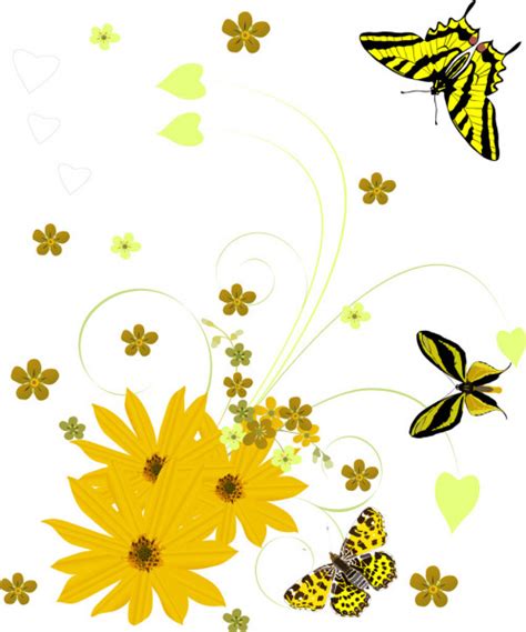 Yellow Sunflowers Curl With Butterflies — Stock Vector © Drpas 6416412