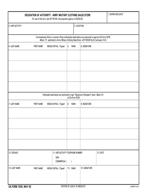 1993 Form Da 7000 Fill Online Printable Fillable Blank Pdffiller