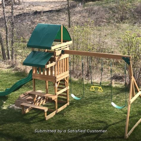 Backyard Discovery Belmont Residential Wood Playset With Slide In The