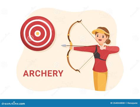 Archery Sport With Bow And Arrow Pointing At Target For Outdoor