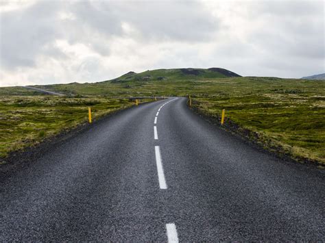 Asphalt Grass Highway Lane Line Road Roadway Rough Straight