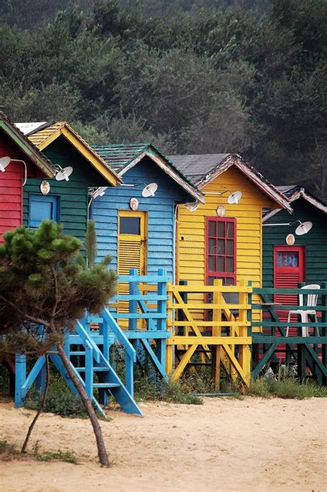 Colorful Beach Huts Stock Image Image Of Beach Green 6343965