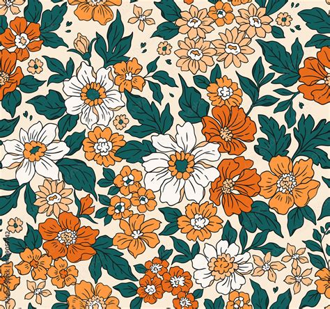 Vintage Seamless Floral Pattern Liberty Style Background Of Small