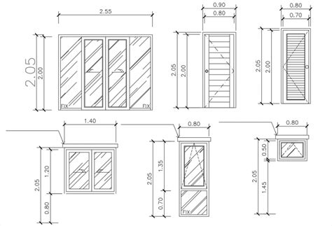 2d Cad Drawing Of House Doors And Window Elevation Autocad Software