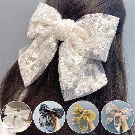 Vintage Large Lace Flower Bow Hair Clip For Women Girls Bow Etsy
