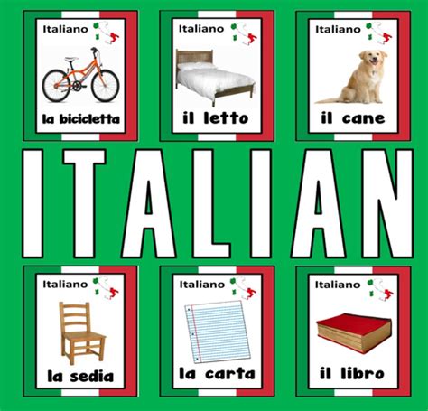 Italian English Language Flashcards Display Italy Geography Europe