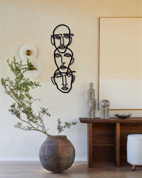 Modern One Line Drawing Metal Wall Art Face Wire Sculpture Home Decor Abstract Painting Art