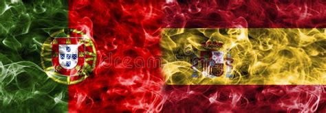 Portugal Vs Spain Smoke Flag Group B Football World Cup 2018 Stock
