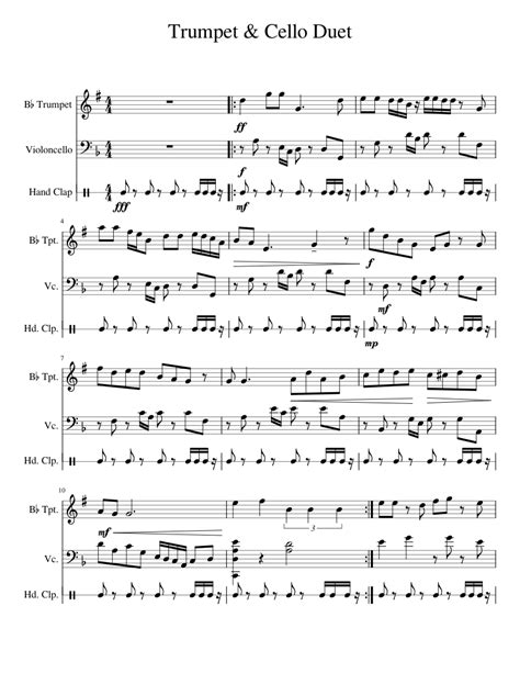 Trumpet Cello Duet Sheet Music For Trumpet Cello Percussion