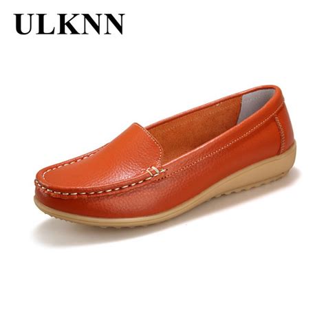 2016 new women s genuine leather shoes lady flat leather slip on casual loafers shoes red white