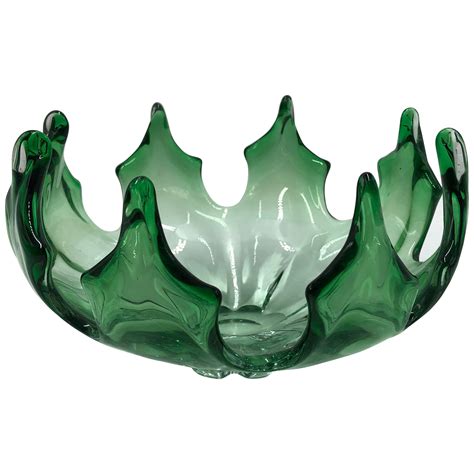 Vintage Murano Green Glass Swoop Bowl At 1stdibs
