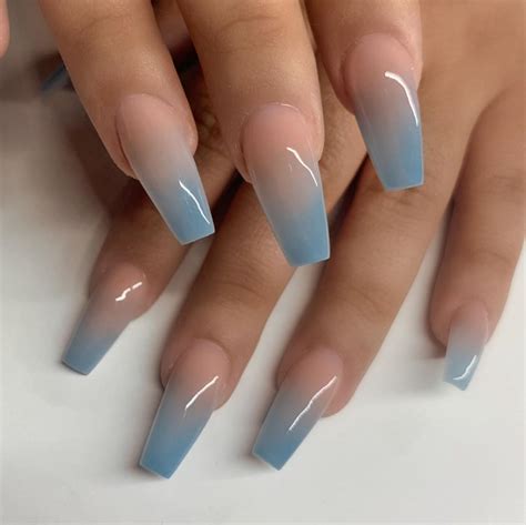 Light Blue Ombre Acrylic Nails The Delicate Pink And White Shading