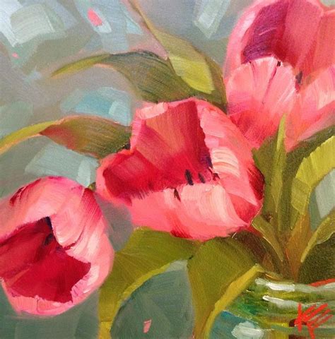Dpw Original Fine Art Auction Pink On Teal Krista Eaton Flower