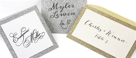 50 wedding wishes perfect for a wedding card. Silver and gold glitter place cards layered and hand ...