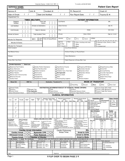 Patient Care Report Template Word Sample Ems Example Inside Patient