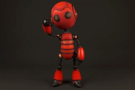 3d Model Red Robot Vr Ar Low Poly Rigged Cgtrader