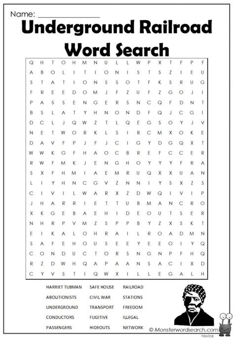 The Underground Railroad Word Search Puzzle Worksheet Activity Tpt