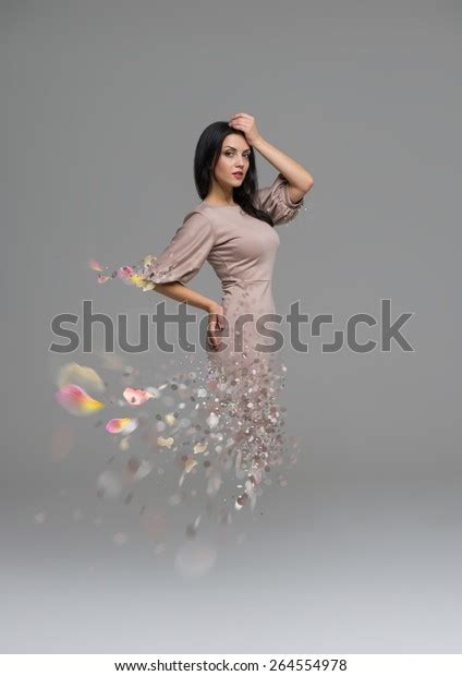 Fashion Collage Beautiful Woman Fading Pieces Stock Photo 264554978