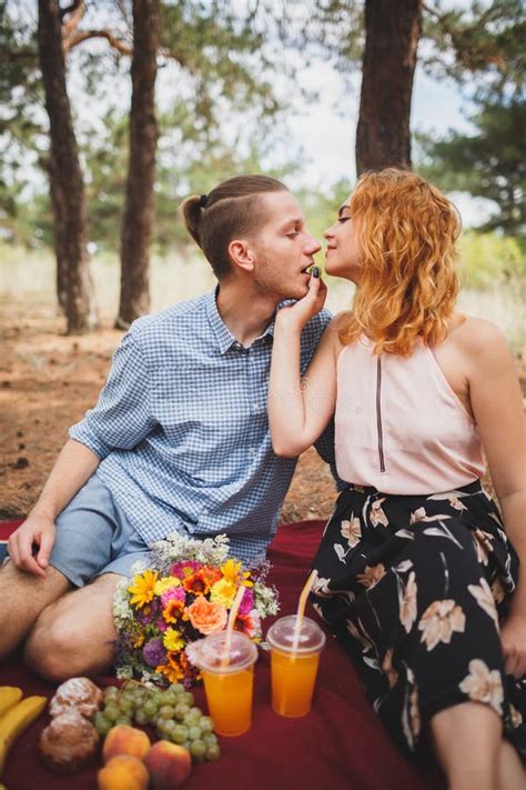 Picnic Time Love And Tenderness Dating Romance Lifestyle Concept Picnic Young Couple In