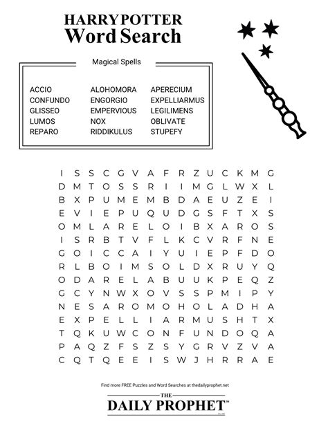 Harry Potter Word Search Magical Spells The Daily Prophet