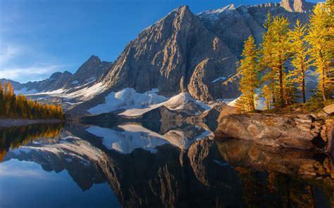 Kootenay Canada Sky Mountains Lake Trees Reflection Autumn
