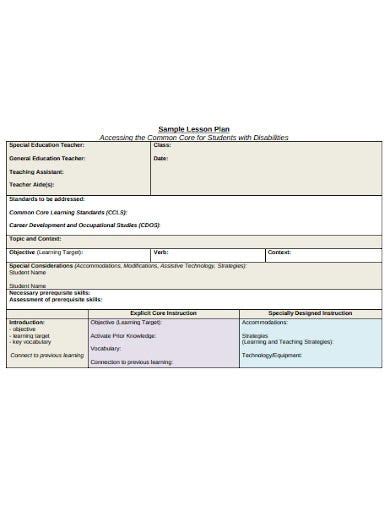 19 Special Education Lesson Plan Templates In Pdf Word Free