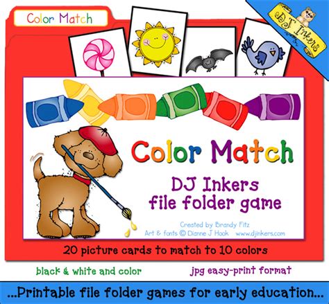 Teach Color Recognition With Dj Inkers Fun Printable File Folder Game