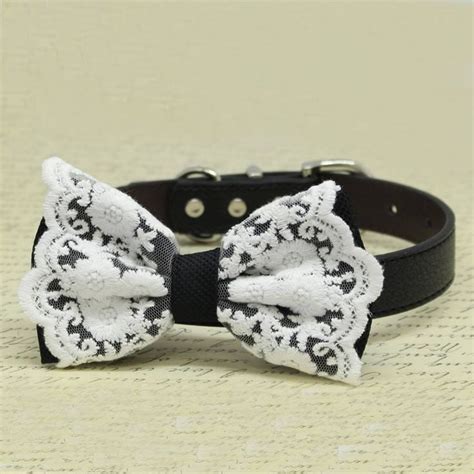 Lace Black Dog Bow Tie Collar Pet Wedding Accessory Boho Pets