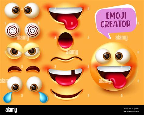 Diseño De Conjunto Vectorial De Creador De Emoji Smiley 3d Juego De