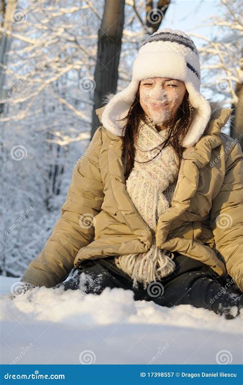 Girl Having Snow On Face Stock Image Image Of Standing 17398557