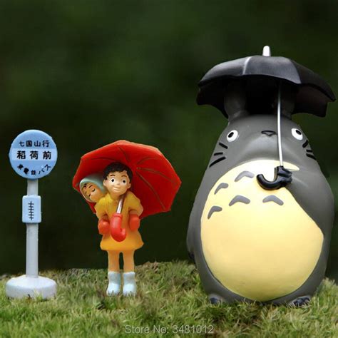 Totoro With Umbrella And Satsuki Mei At The Bus Stop Figures Ghibli