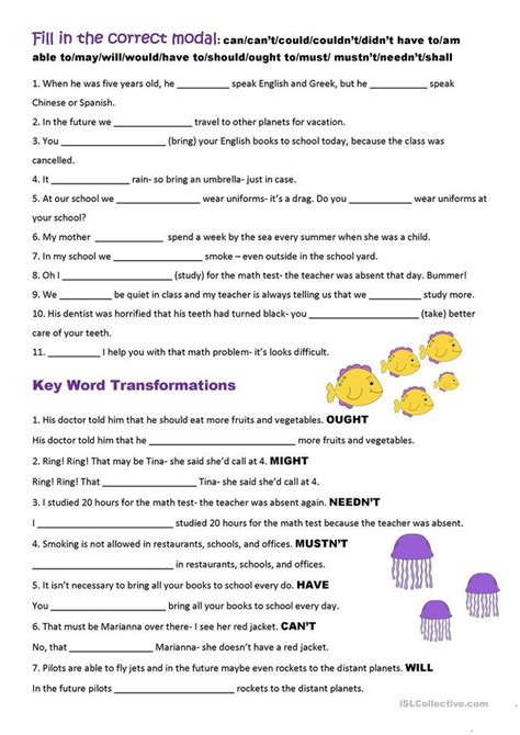 Modal Verbs Worksheets With Answers Printable Learning How To Read Hot Sex Picture