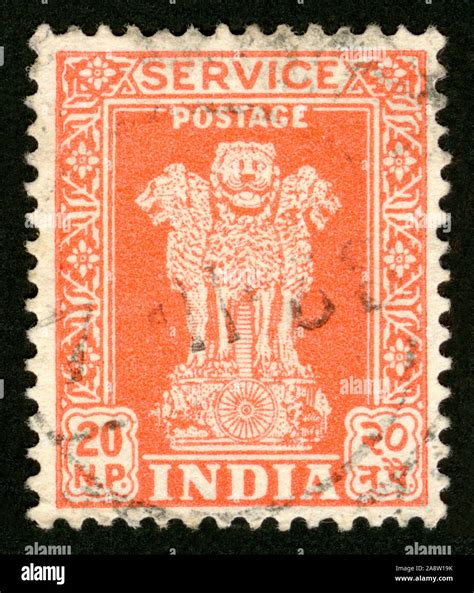 India Circa 1950 A Stamp Printed In India Shows Lion Capital Of
