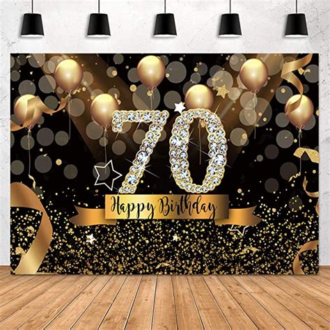 Sensfun 10x8ft Happy 70th Birthday Party Photography Backdrop Glitter