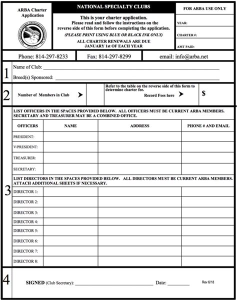 Printable Charter Forms Arba