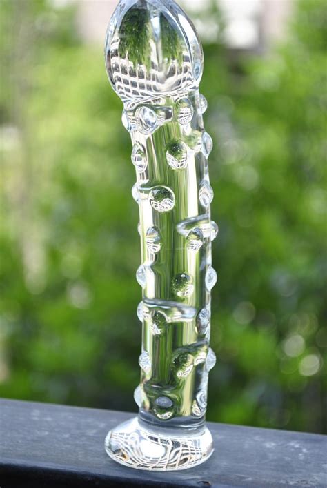 151204 sheer dotted crystal dildo pyrex glass penis dick cock anal butt plug sex toy for women
