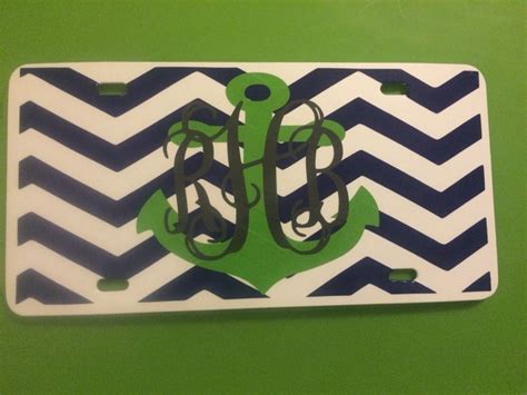 Chevron License Plate With Anchor And Monogram Cricut Crafts Crafts