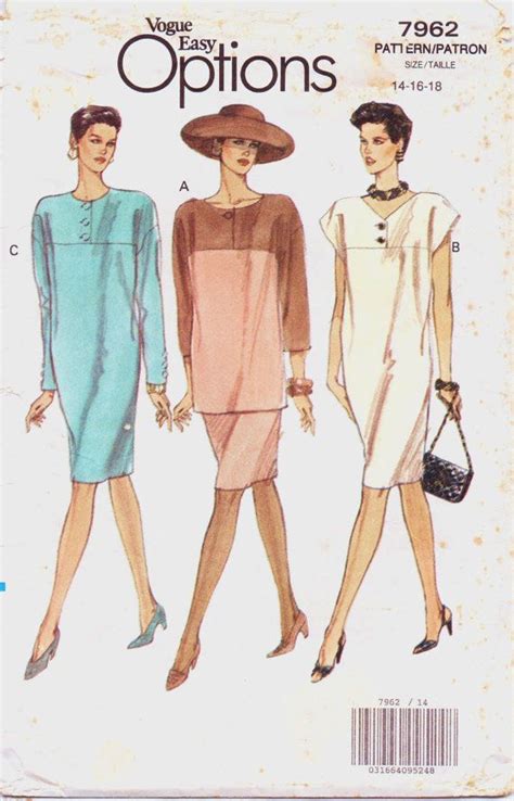 90s Vogue Easy Options Pattern 7962 Womens Pullover Dress Tunic