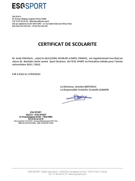 Certificat Scolarite Initial Pdf