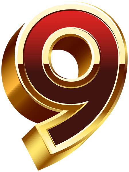 Nine Gold Red Number Png Clip Art Gallery Yopriceville High Quality