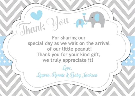 Below you'll find a number of fun, original baby shower thank you poems for your own personal use. Elephant Thank You Card | Baby shower thank you cards ...