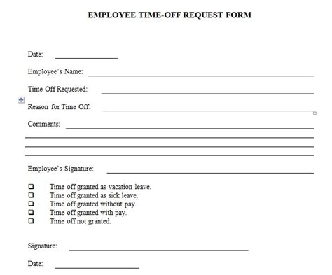 Employee Time Off Request Form Template Excel And Word Excel Tmp
