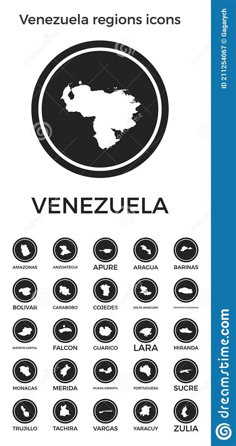Venezuela Regions Icons Stock Vector Illustration Of Cartography