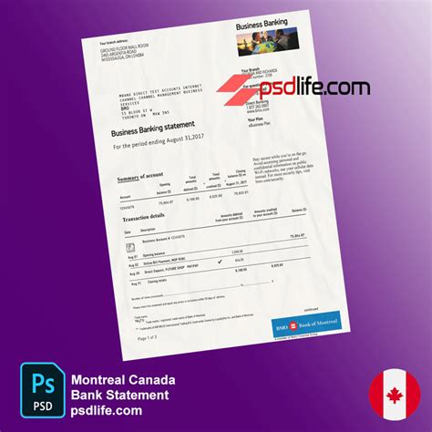 Bank Statement Bank Of Montreal Psd Template And Online Bank Tools ⭐⭐