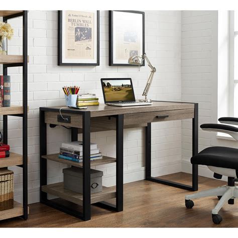 Walker Edison Furniture Company Urban Blend Driftwood Desk With Storage
