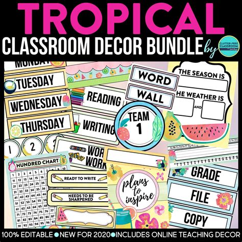 Tropical Classroom Theme Decor Bundle Clutter Free Classroom Store
